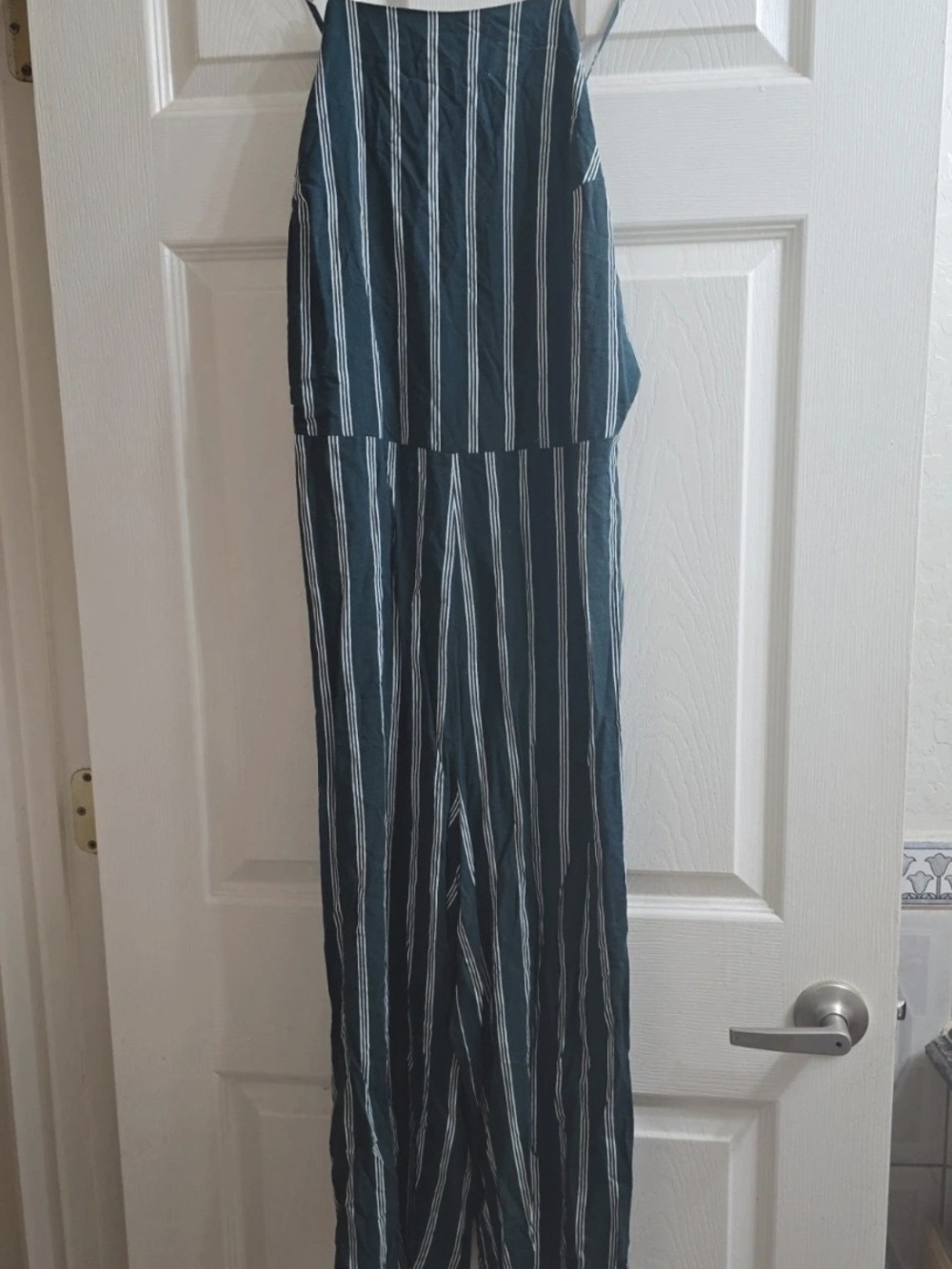 Gianni Bini Striped Green & White Wide-Leg Jumpsuit